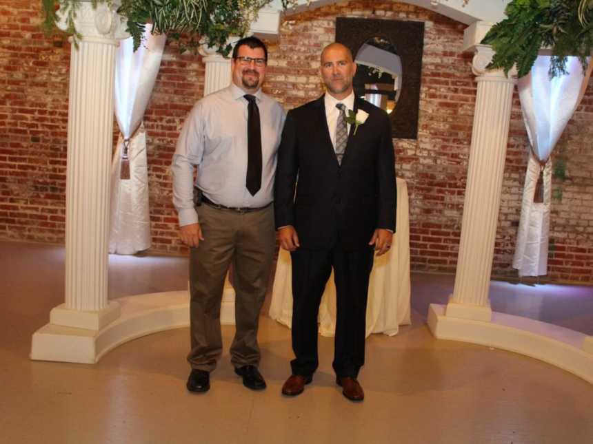 Groom who survived congested heart failure stands beside friend at his wedding