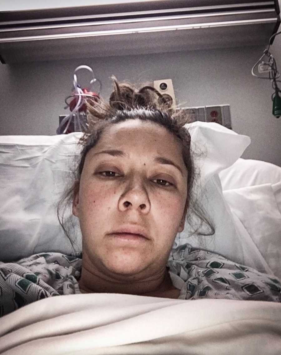 Pregnant woman who was induced takes selfie in hospital bed