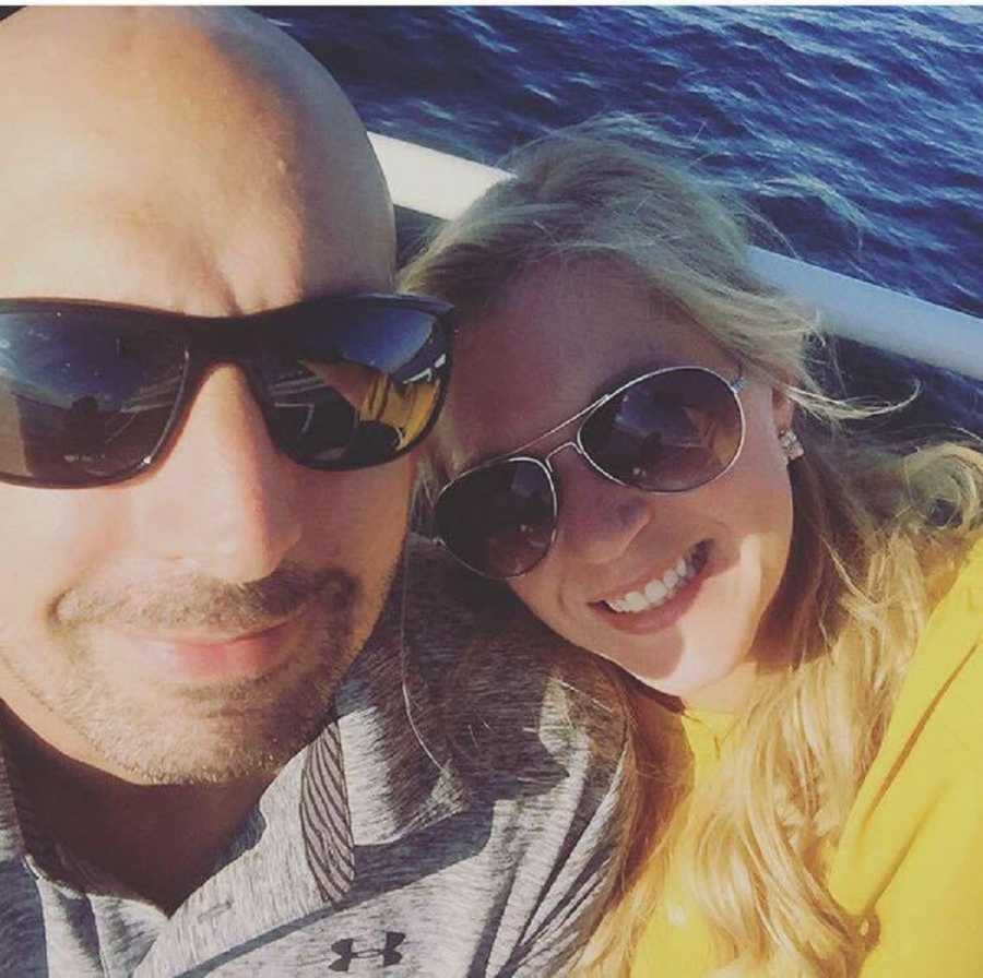 Widow smiles in selfie with her husband on boat before he passed away