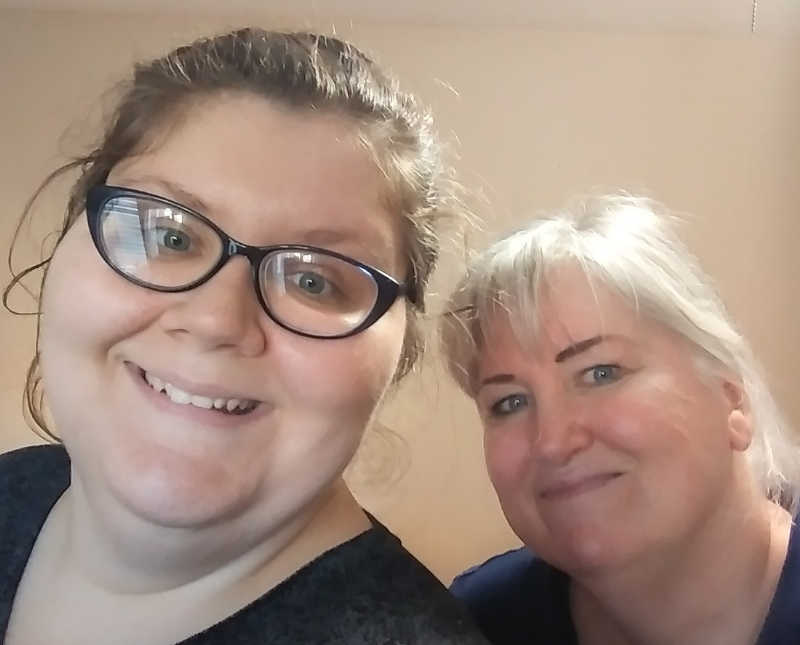 Woman and mother with schizophrenia smile in selfie