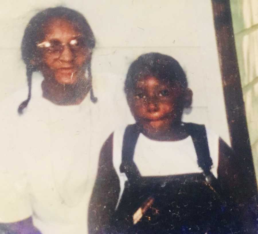 Little girl stands beside grandmother who had passed not long after