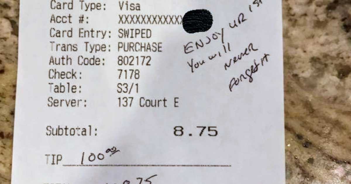 ‘Enjoy your first, You will never forget it.’ The officer paid his bill ...