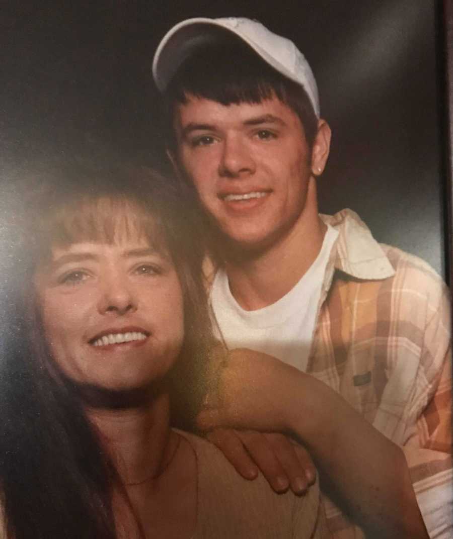 Man who passed away from heart attack smiles with hand on mother's shoulder when he was younger