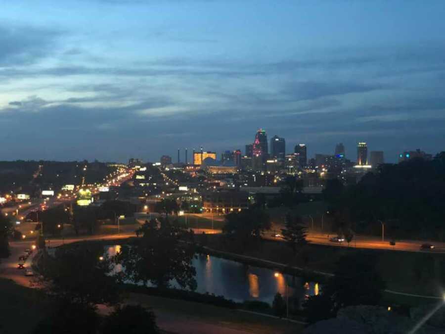 Landscape of city buildings at night