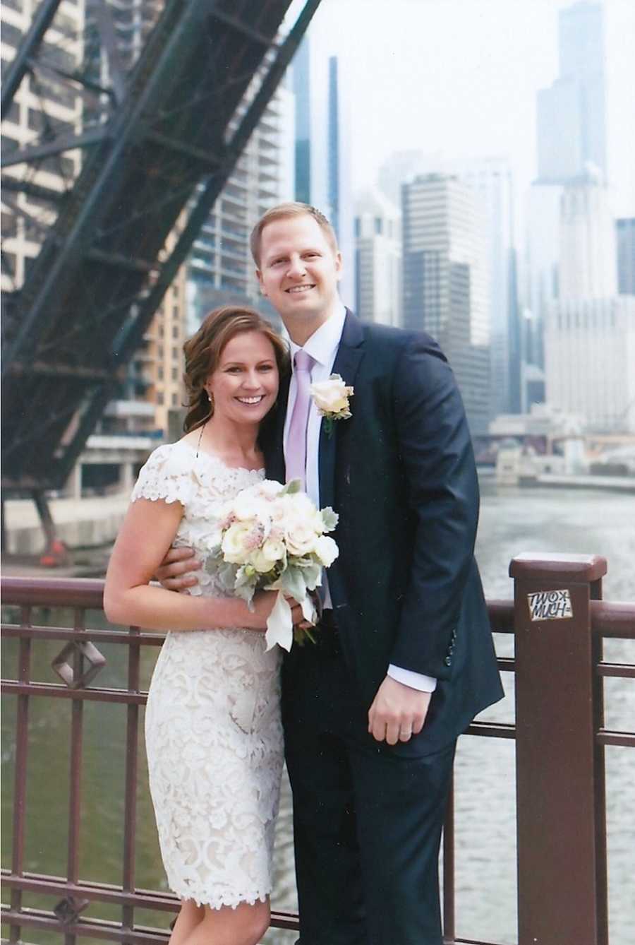 Husband and wife wedding photo