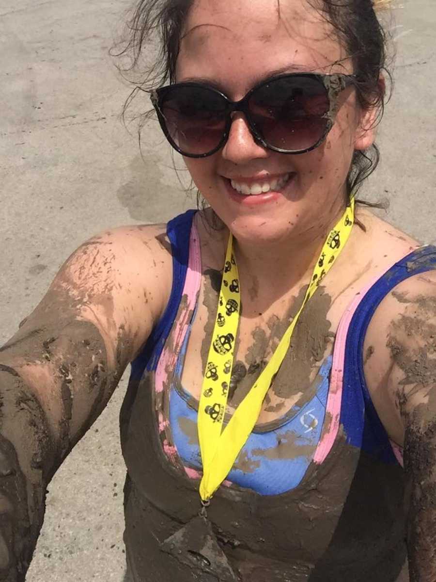 woman after run covered in dirt