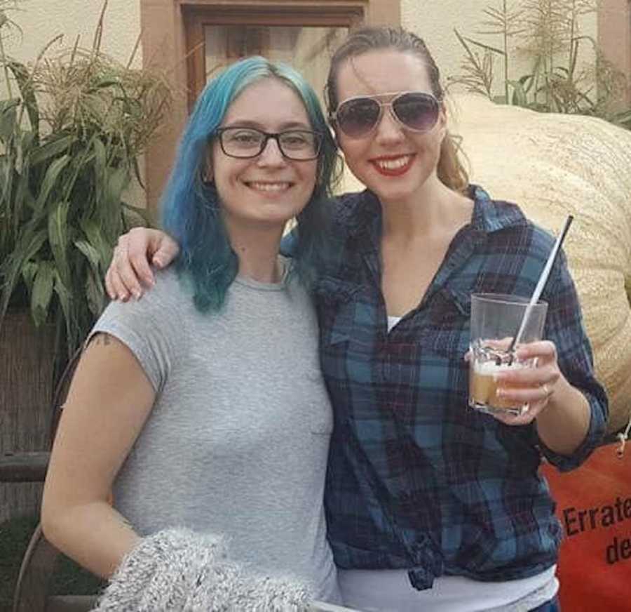 two women smiling 