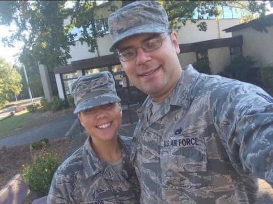 couple in military uniforms