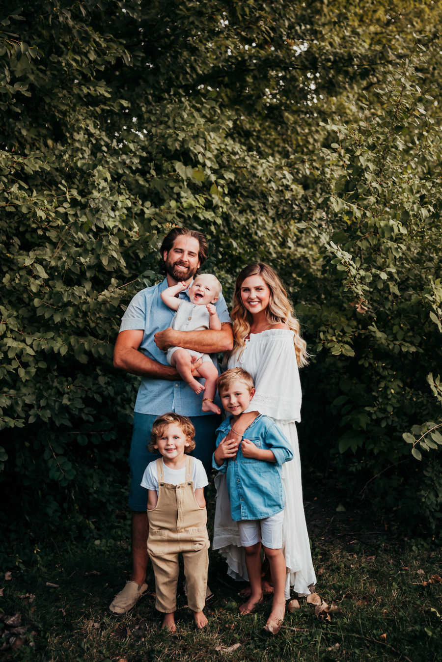 Family photo with three kids