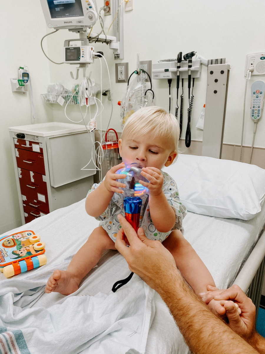 Baby being tested in hospital