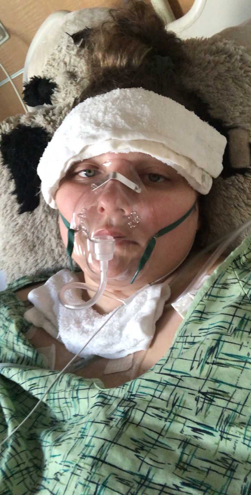 Woman in hospital