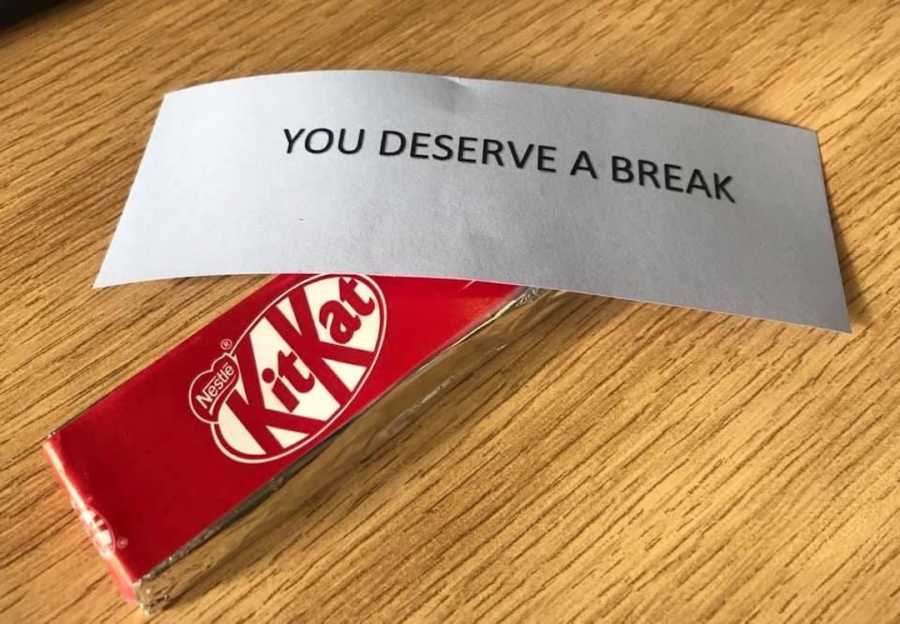'you deserve a break' candy, kit-kat, act of kindness