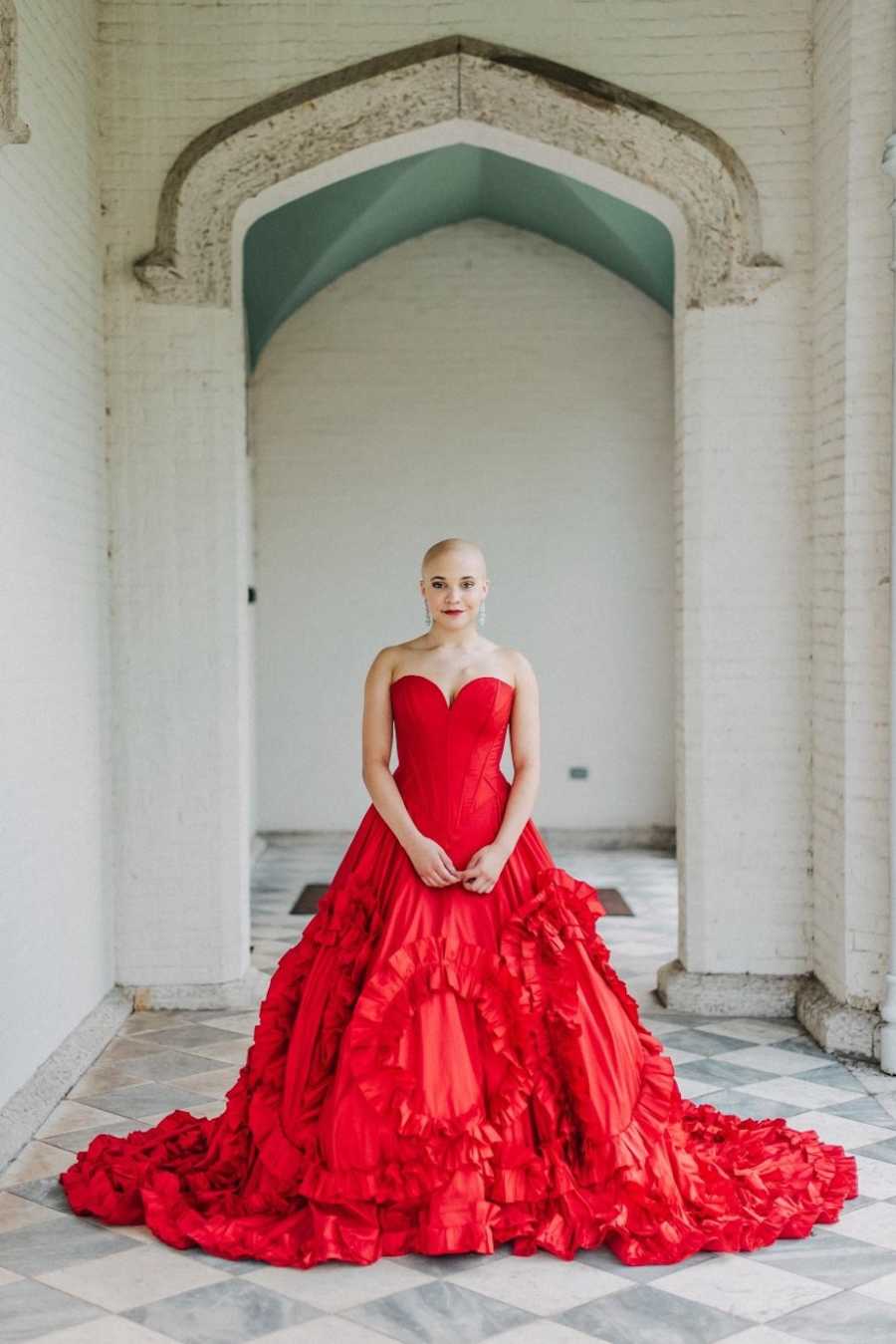 Woman in beautiful red dress