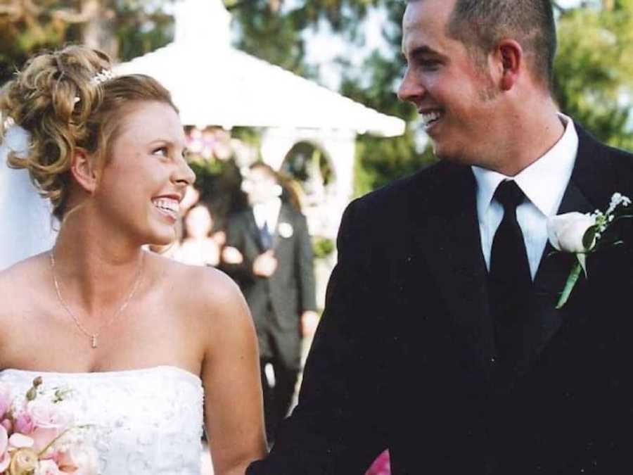 Bride and groom on wedding day