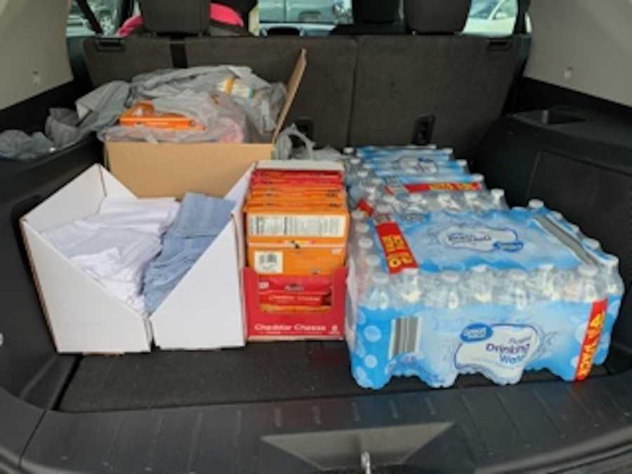 supplies in a car