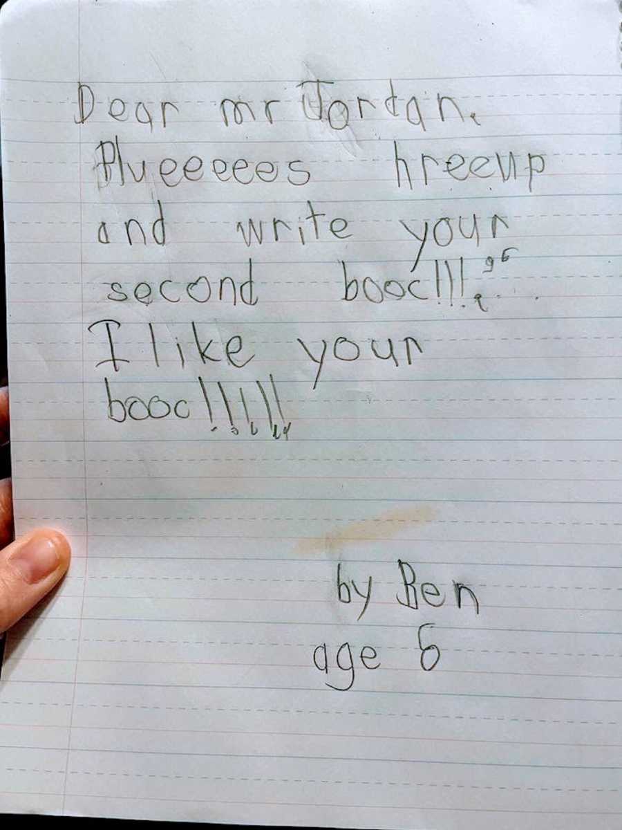 A handwritten note by a child 