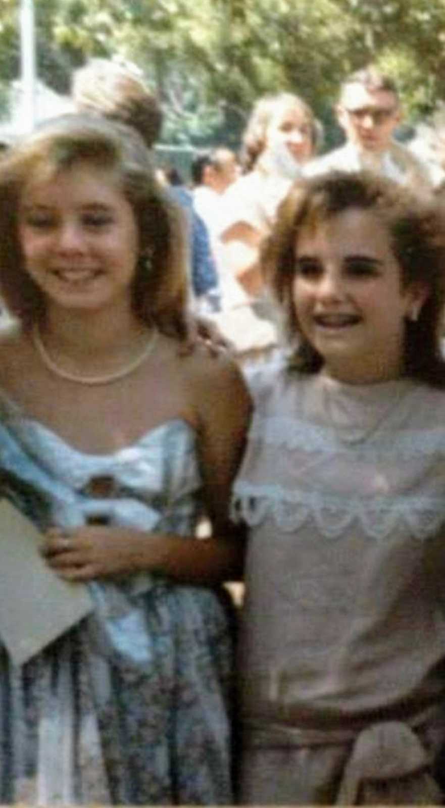 Two young women dressed up for an event