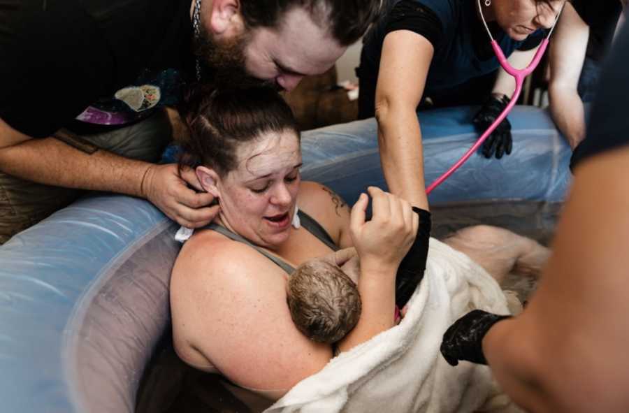 woman in birthing tub