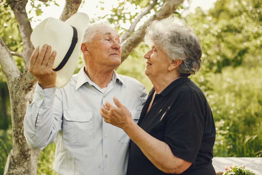 Grandparents smiling at each other