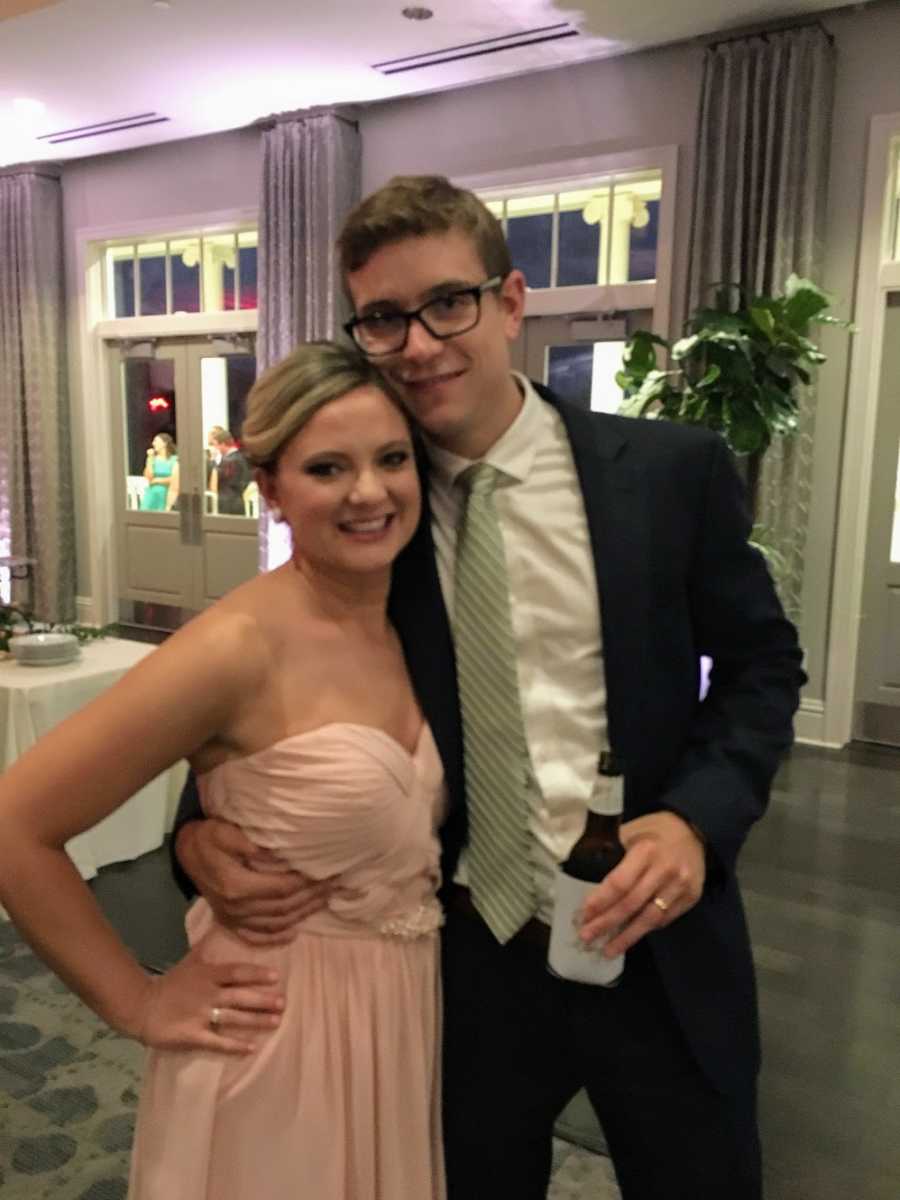 A young couple dressed up at an event