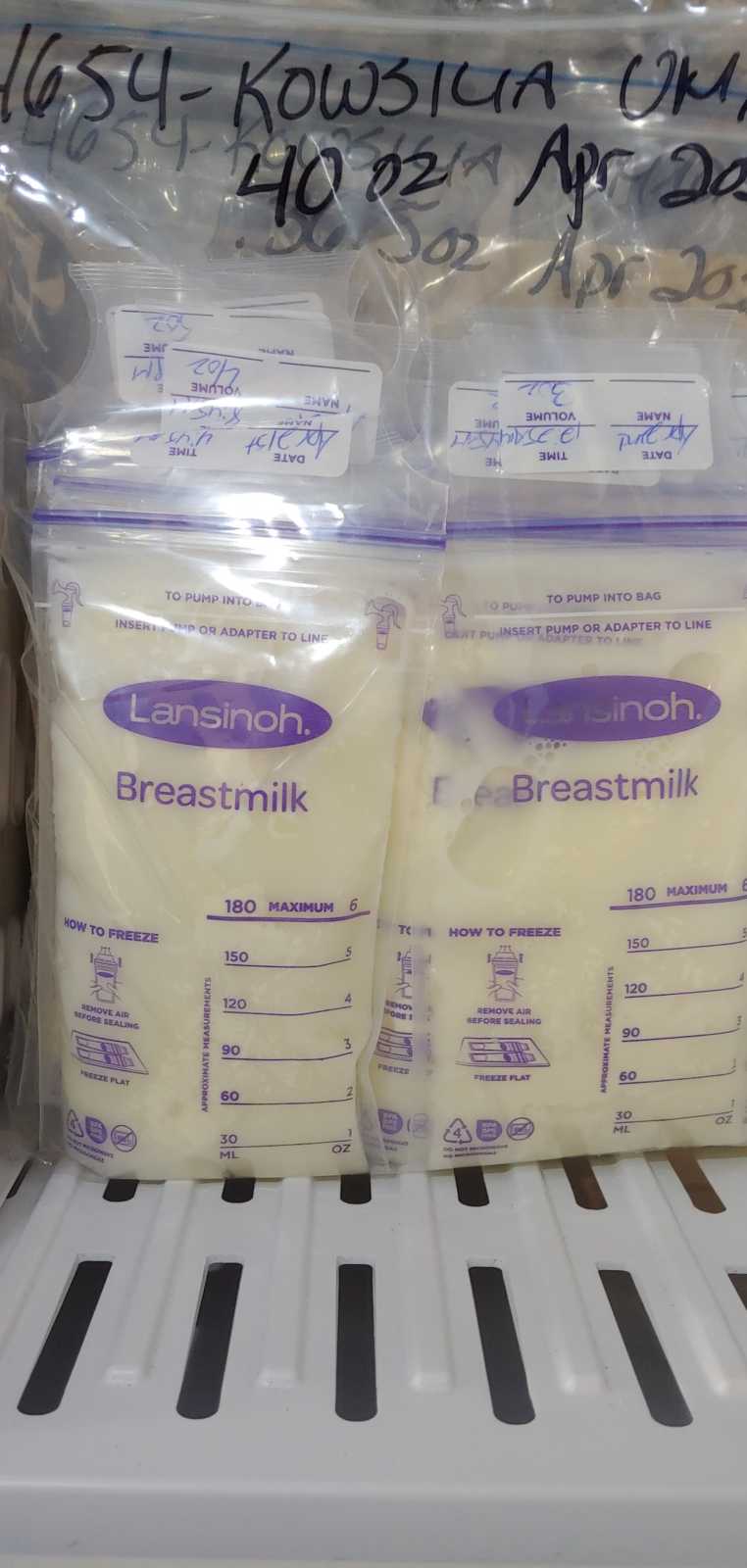 bags of breast milk to donate
