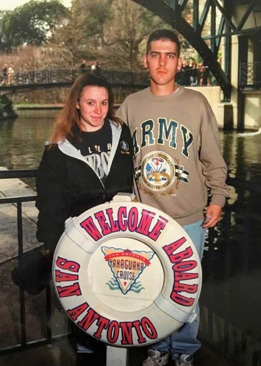 A wife welcomes her husband home from the army