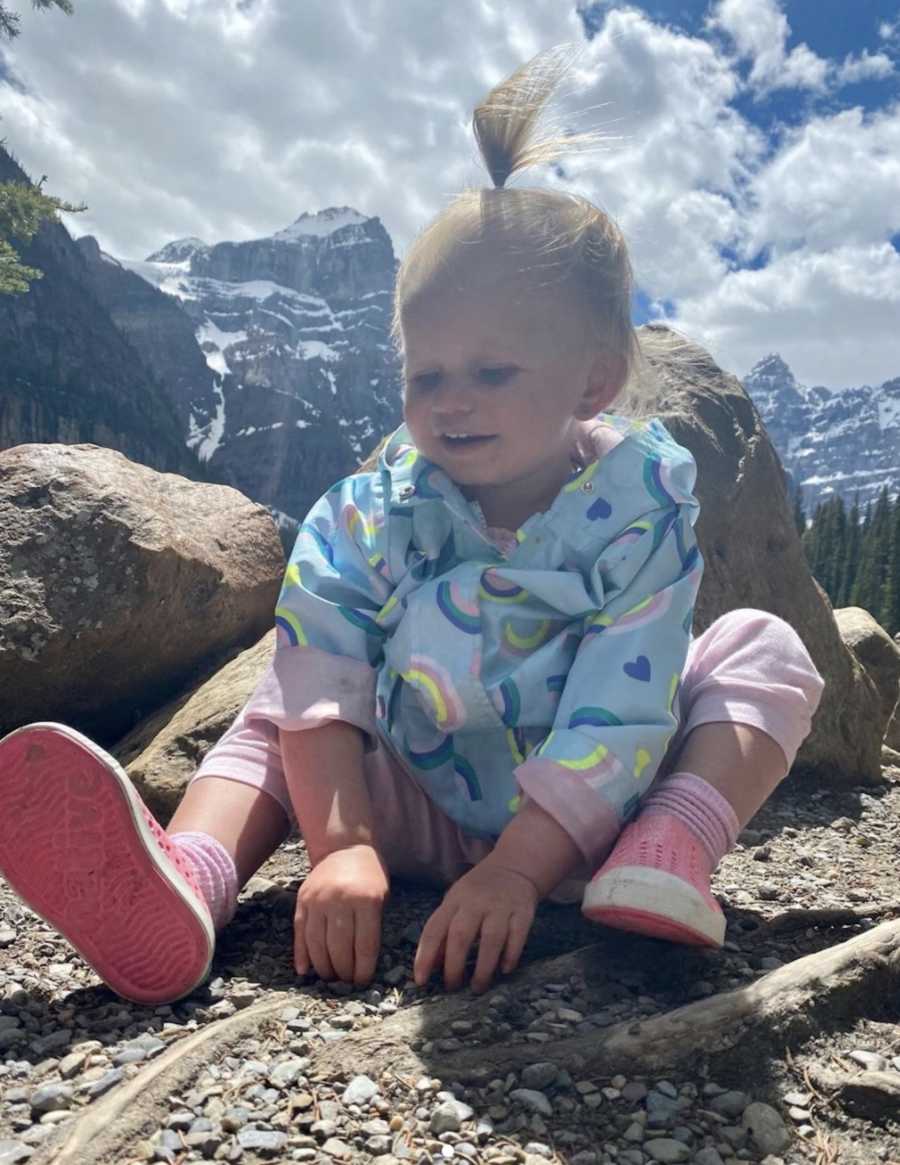 baby girl on mountain
