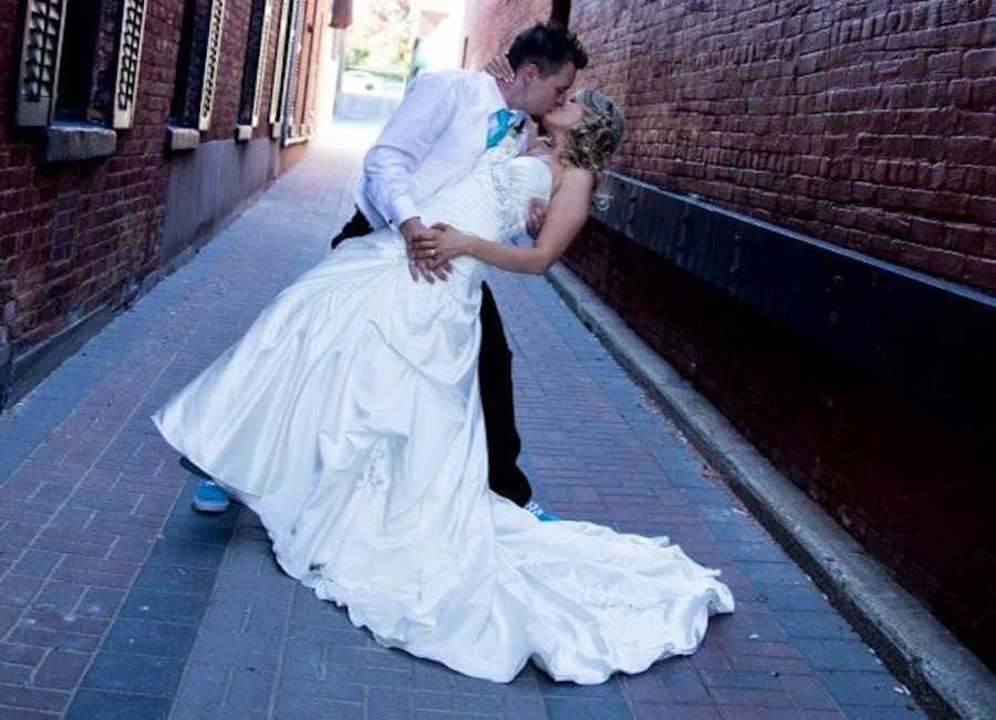 husband and groom on wedding day