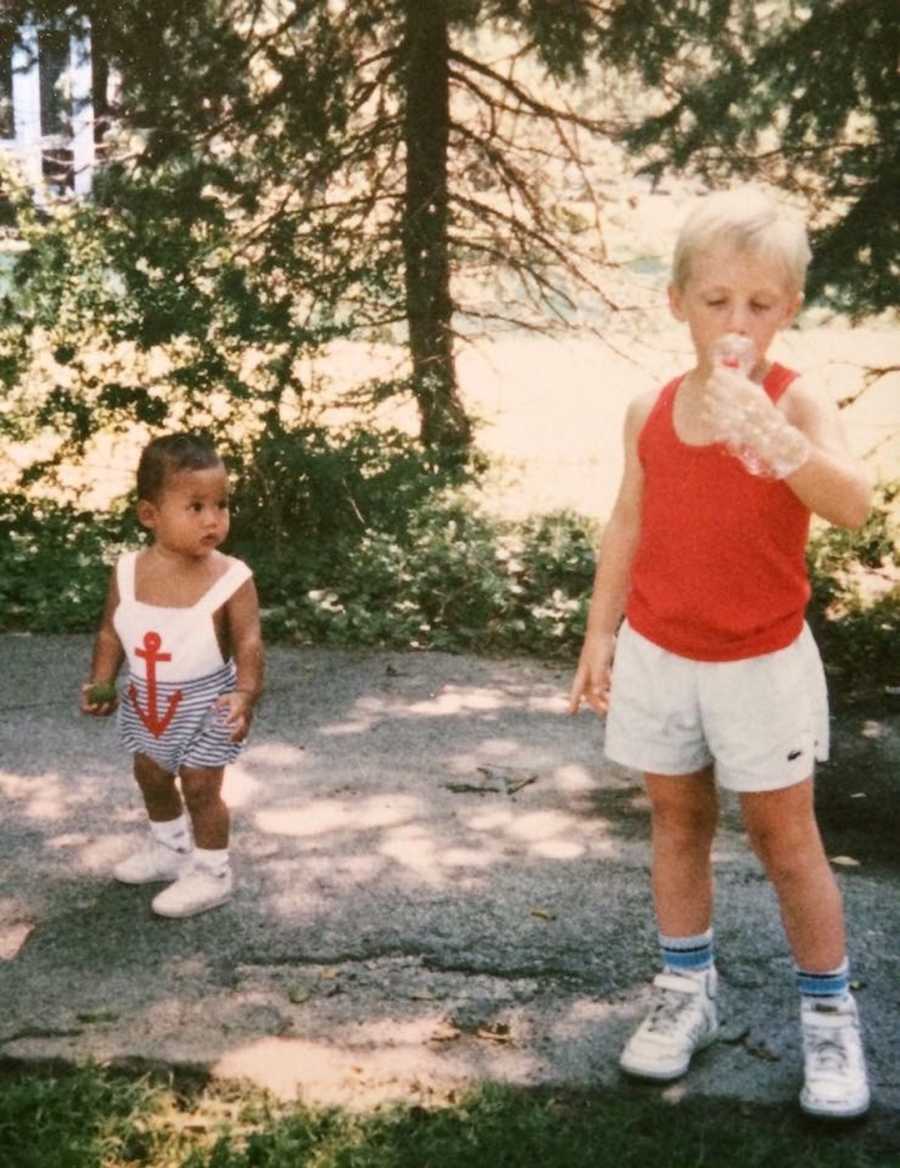 young boy with adopted brother