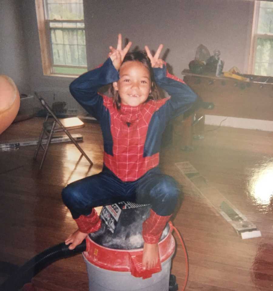 kid in spiderman costume