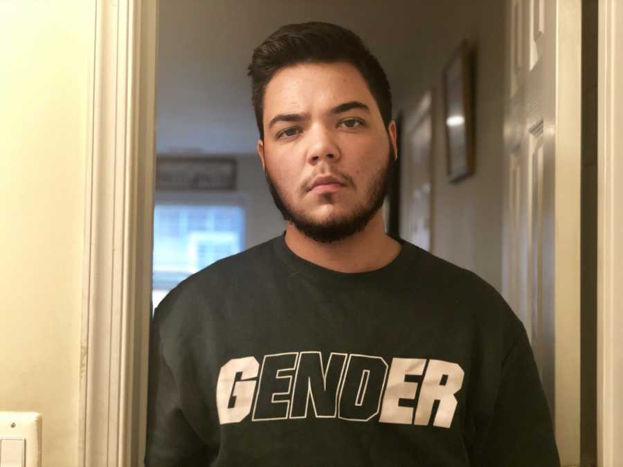 man in "gender" shirt