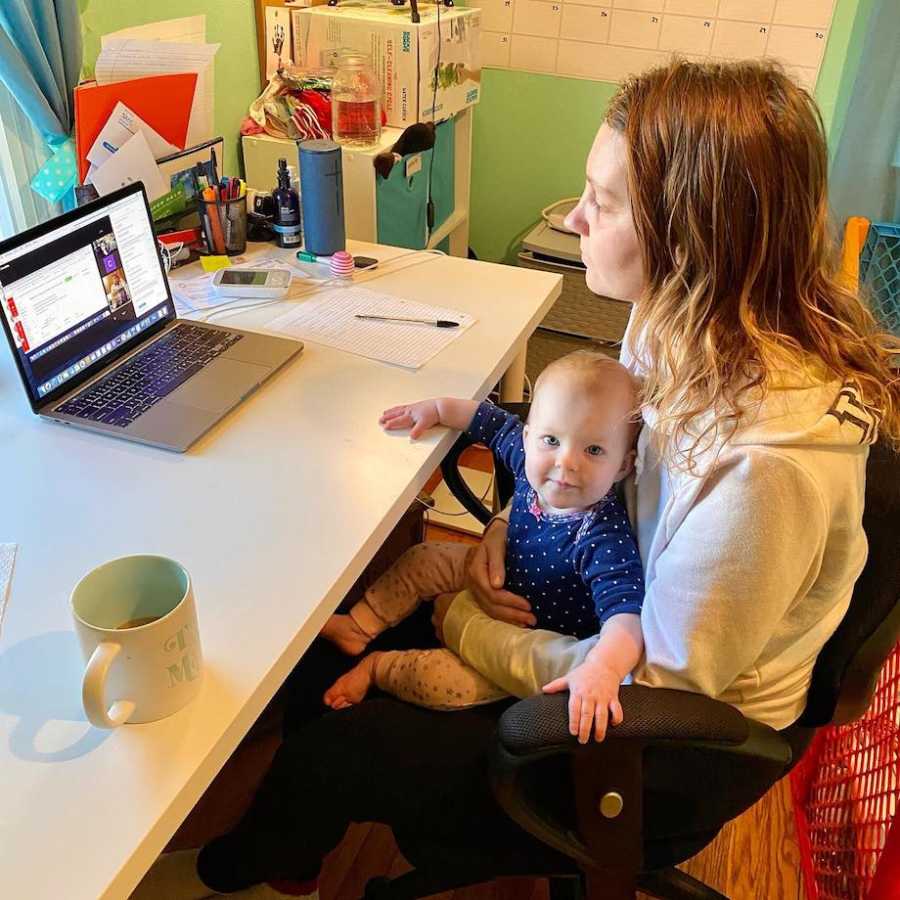 Mom finishing college with baby