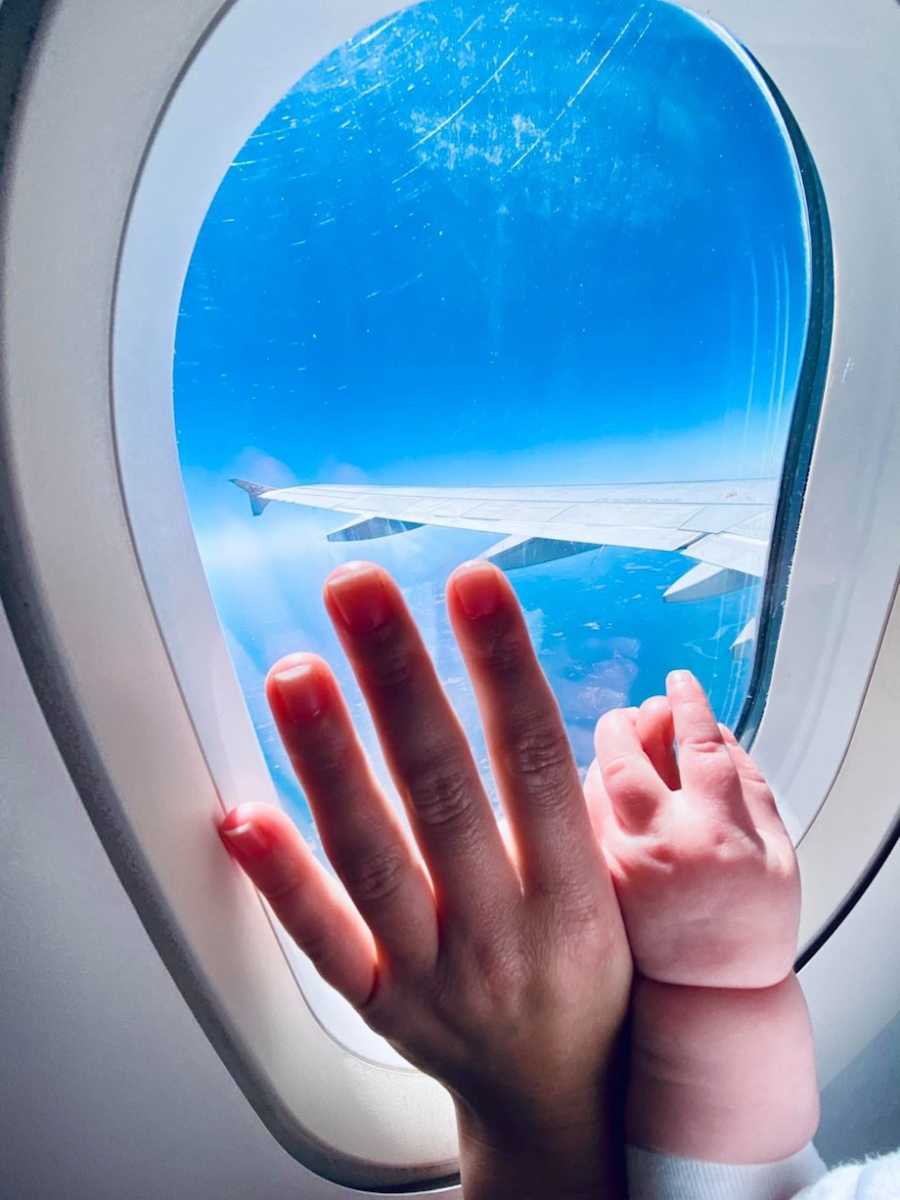 Mom and daughter exploring the world