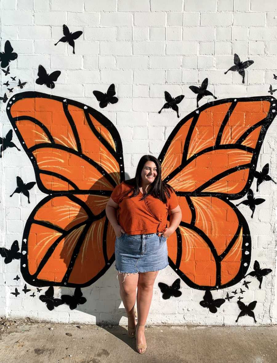 Woman with butterfly background