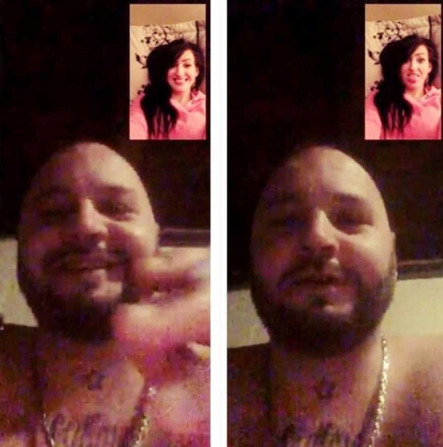 Couple in long distance relationship take silly selfies over FaceTime