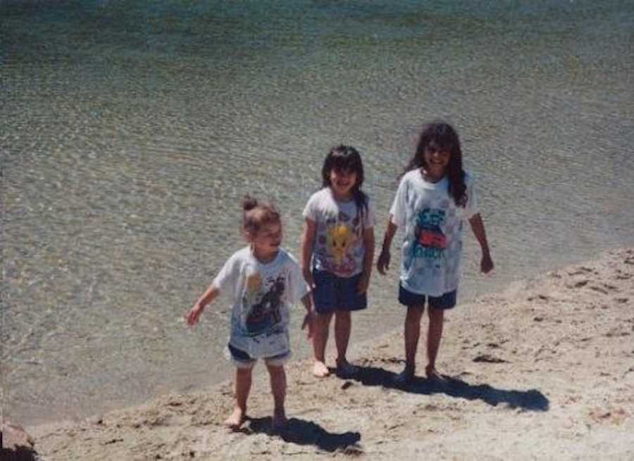 Three daughters on the beach