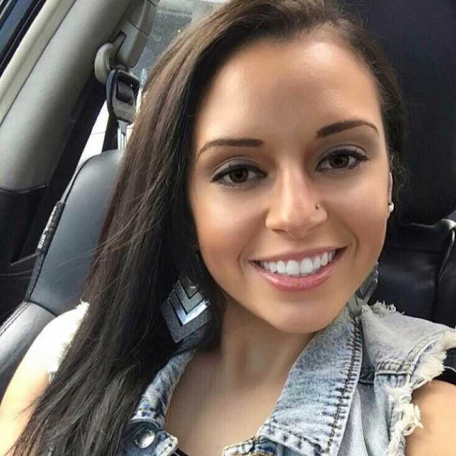 Woman smiling in selfie