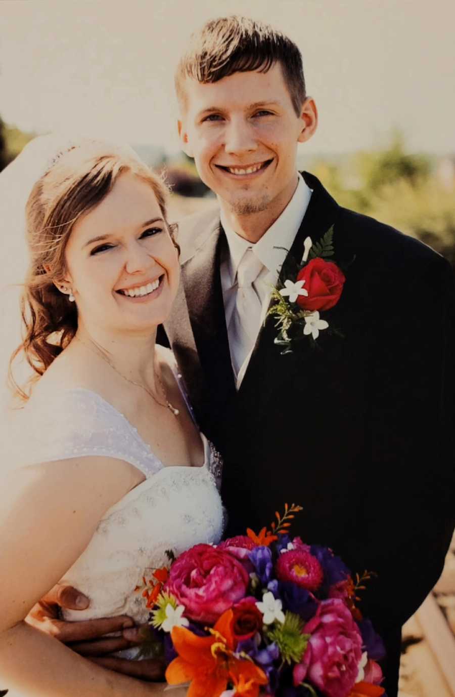 young couple on wedding day