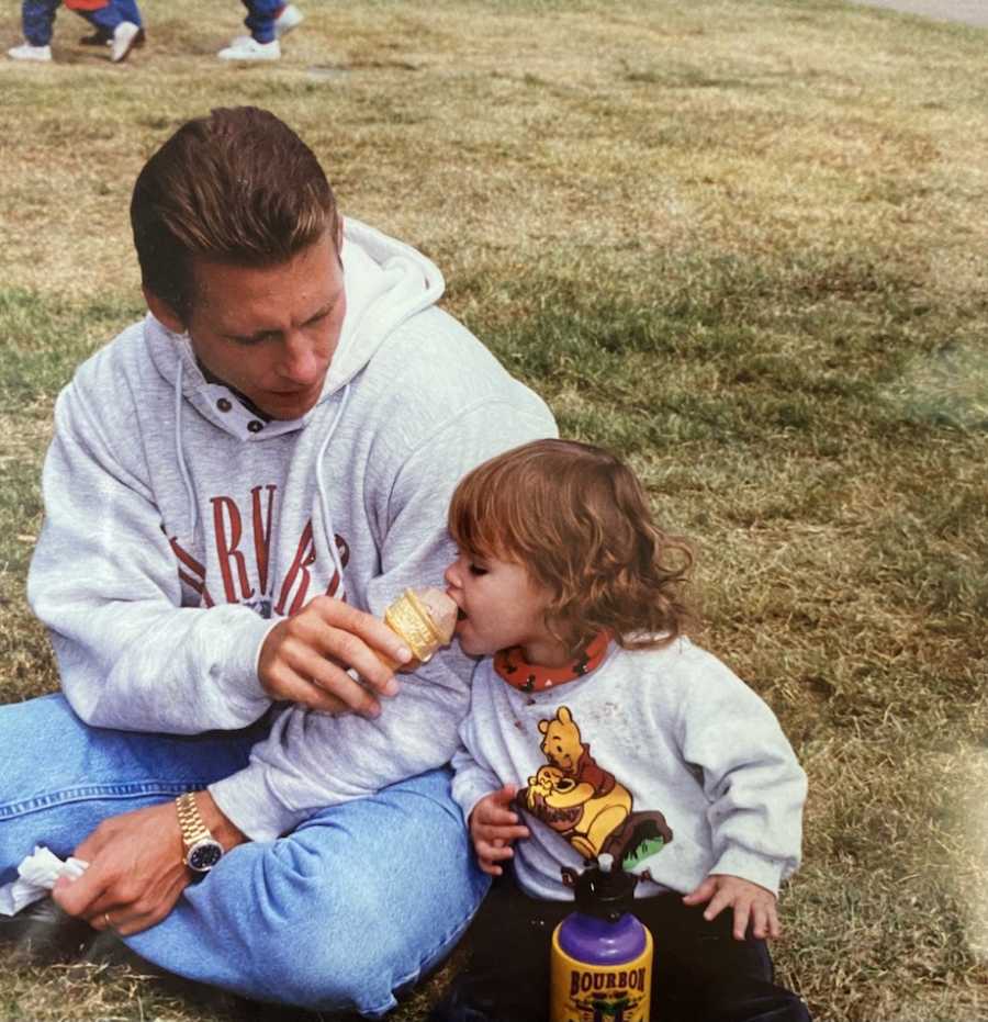 Dad and daughter eating ice cream