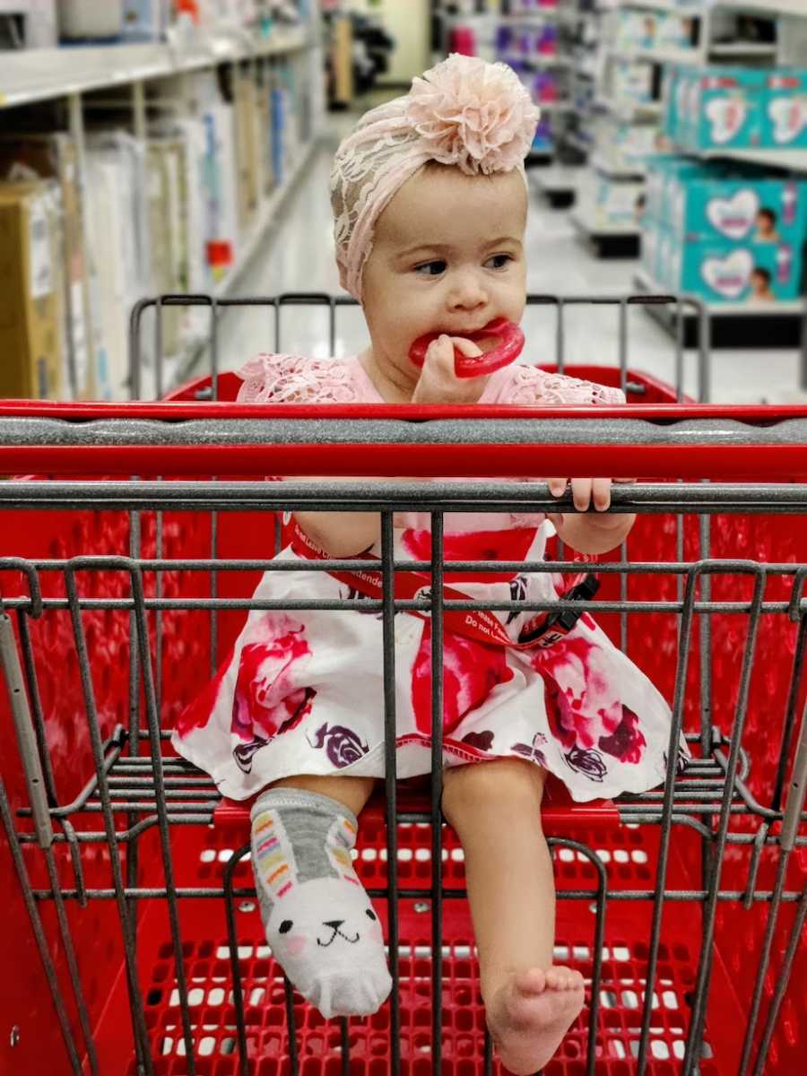 baby in Target shopping cart