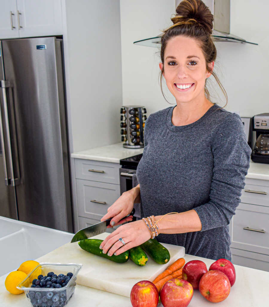 woman cooking- chopping vegetables