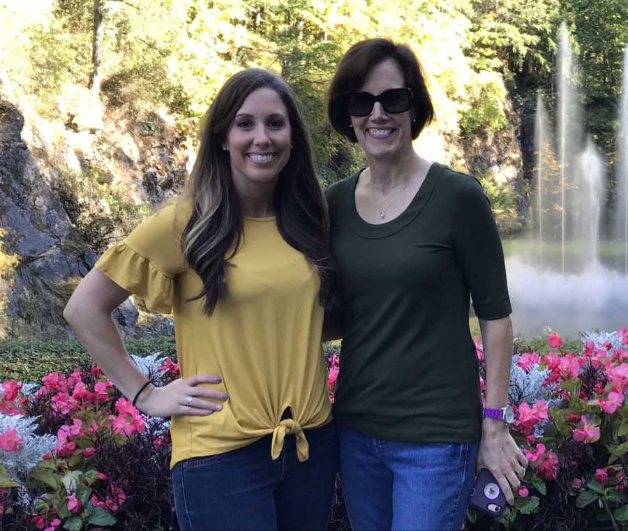 two women in a garden