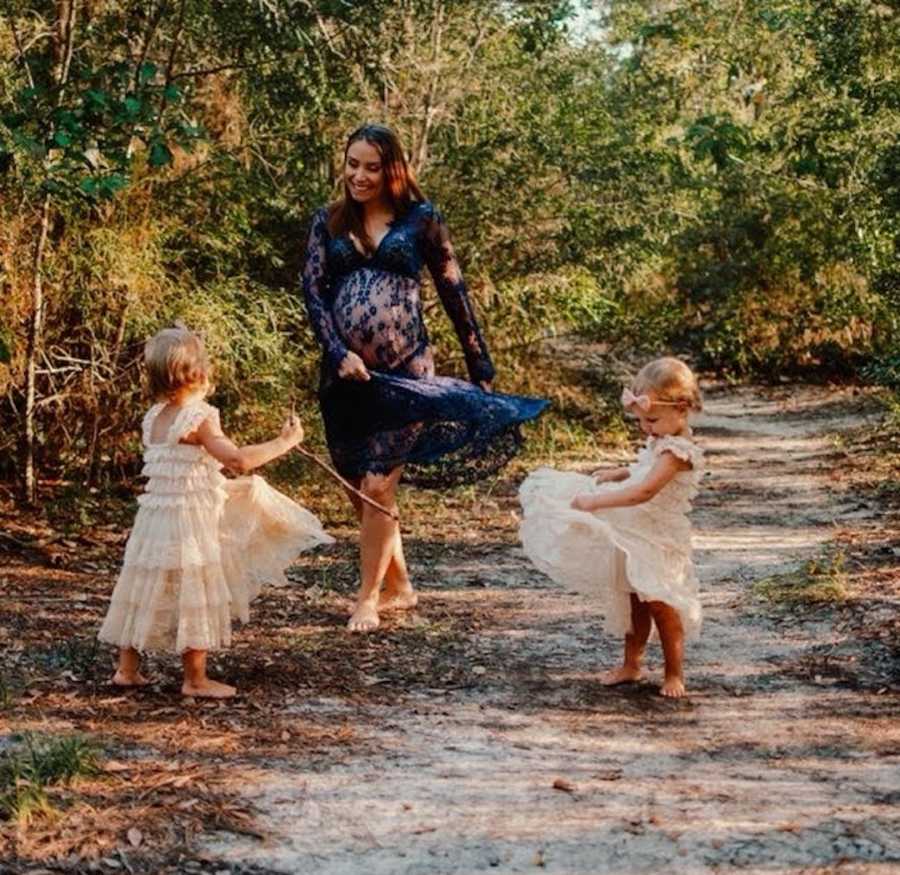 mom and twin daughters 