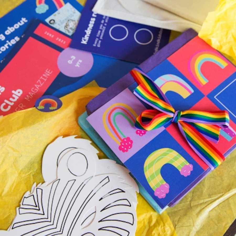 Colorful book club mail packaging