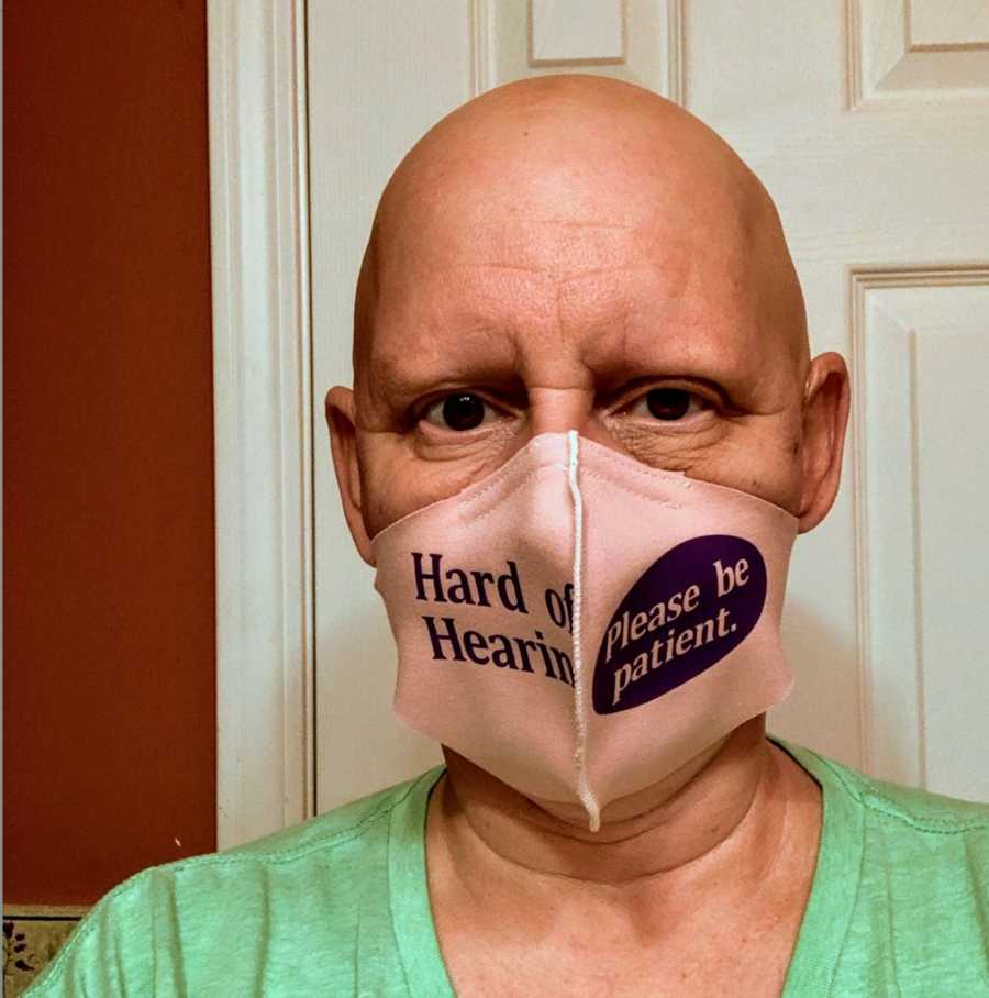 Woman wearing mask advocating for hearing loss