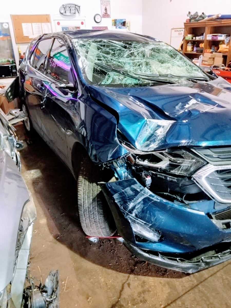 A car after it was totaled in a drunk driving crash