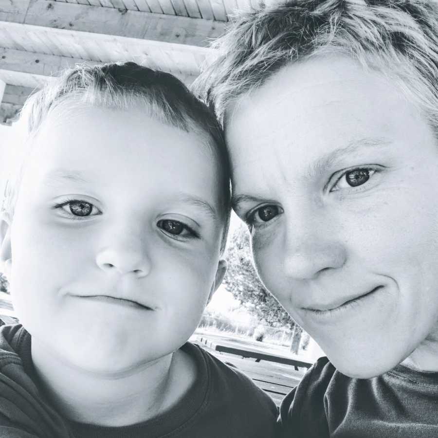 A mom and her son, both of whom have autism