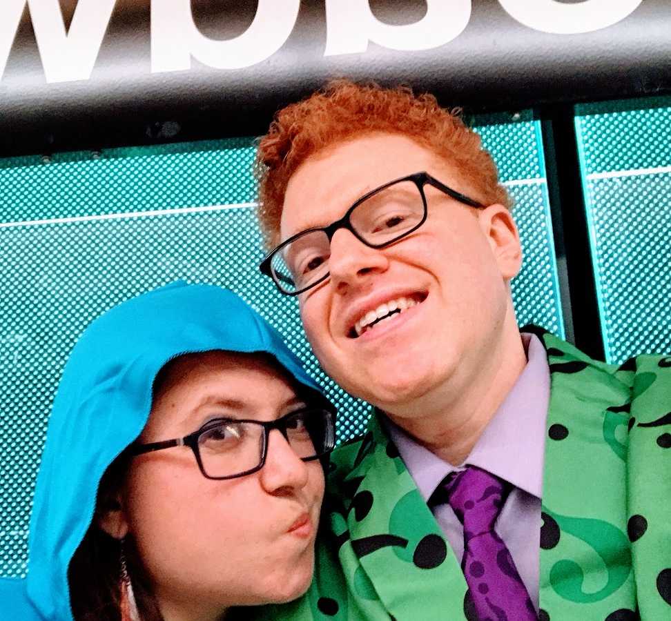 A comedian and his wife making silly faces