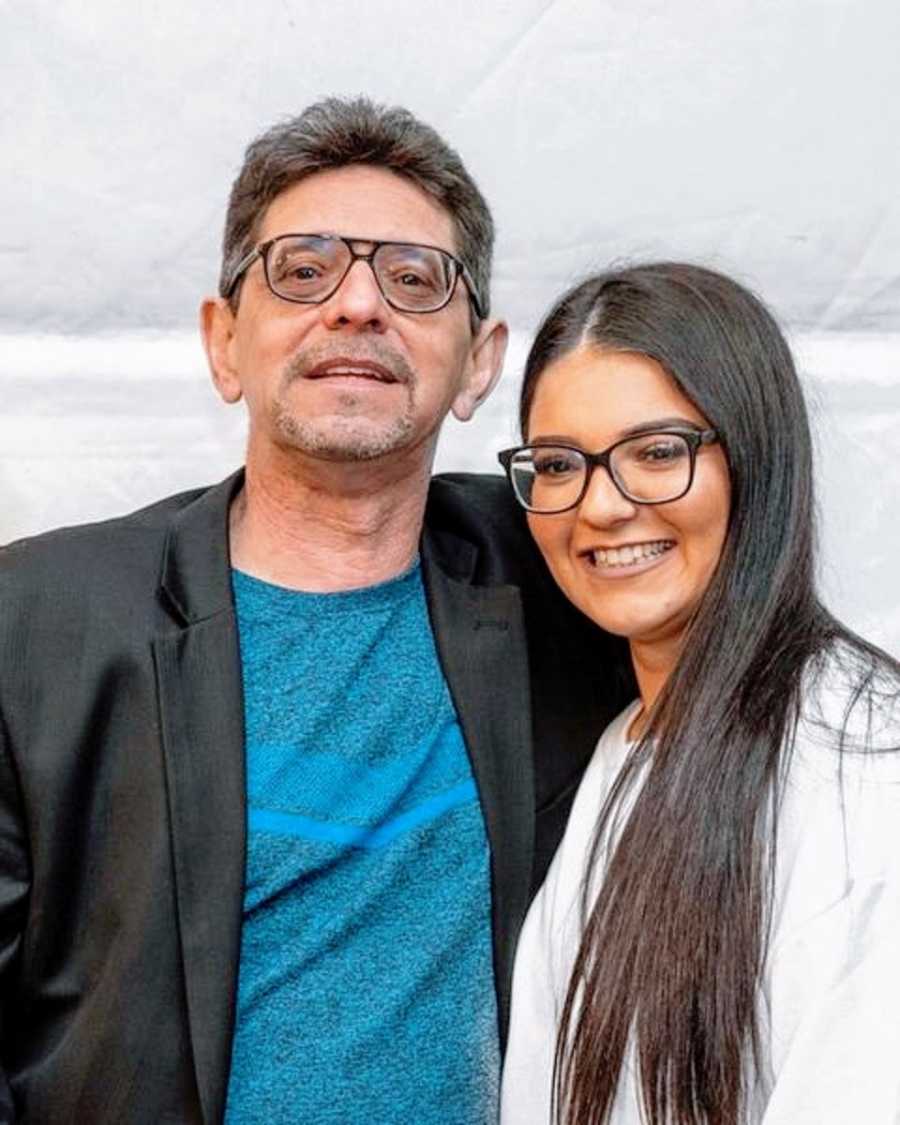 A woman with ADHD and her father both wearing glasses