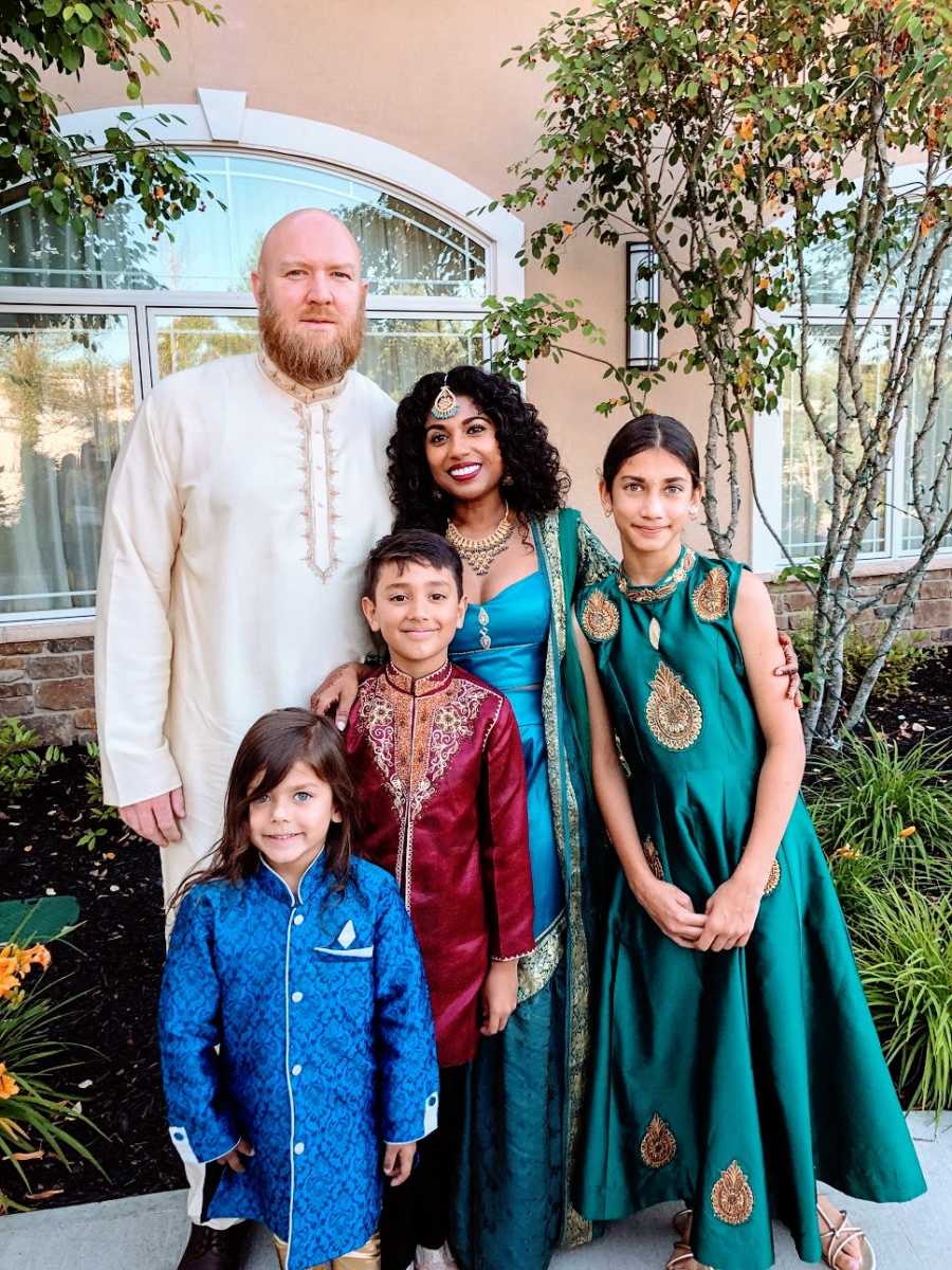 A family dressed up for an event